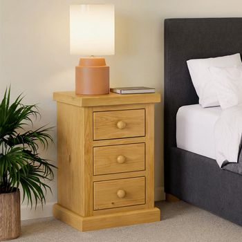 Churchill Waxed Pine 3 Drawer Bedside Cabinet