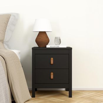 Barcelona Black 2 Drawer Bedside Cabinet