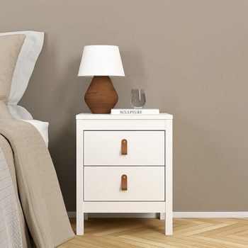 Barcelona White 2 Drawer Bedside Cabinet