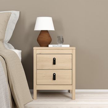 Barcelona Jackson Hickory Oak 2 Drawer Bedside Table
