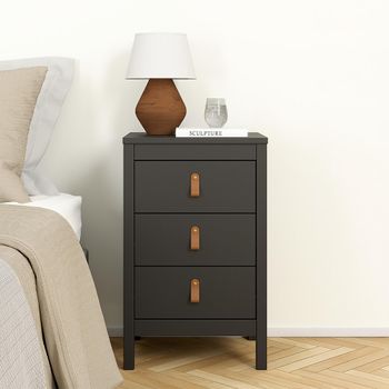 Barcelona Matt Black 3 Drawer Bedside Table