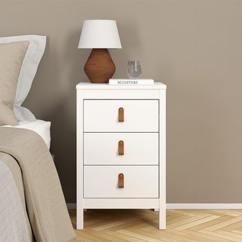 Barcelona White 3 Drawer Bedside Table