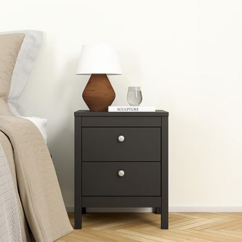 Madrid Black 2 Drawer Bedside Cabinet