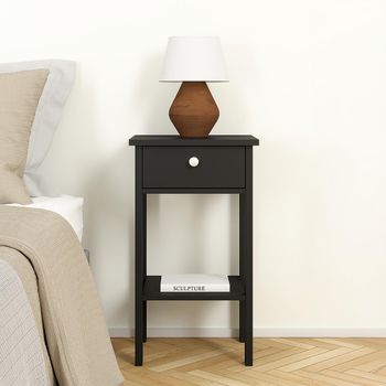 Madrid Matt Black 1 Drawer Bedside Table