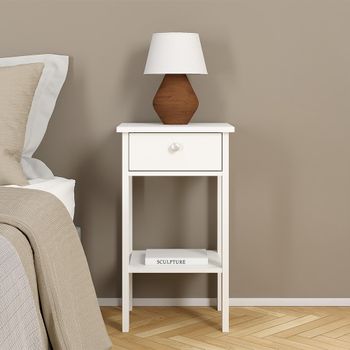Madrid White 1 Drawer Bedside Table