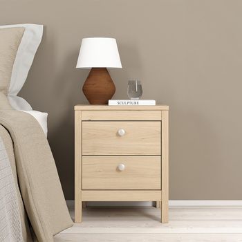 Madrid Jackson Hickory Oak 2 Drawer Bedside Table