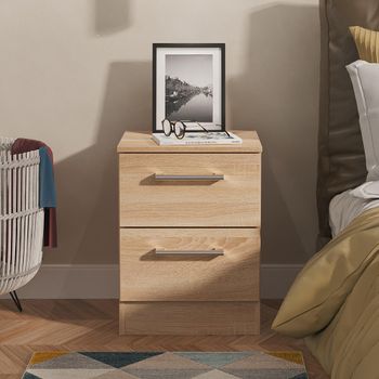 Devon Oak 2 Drawer Bedside Cabinet