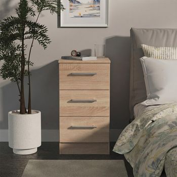 Devon Oak 3 Drawer Bedside Cabinet