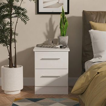 Worcester White 2 Drawer Bedside Cabinet