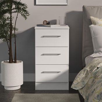 Worcester White 3 Drawer Bedside Cabinet