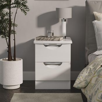 Camden White Gloss 2 Drawer Bedside Cabinet