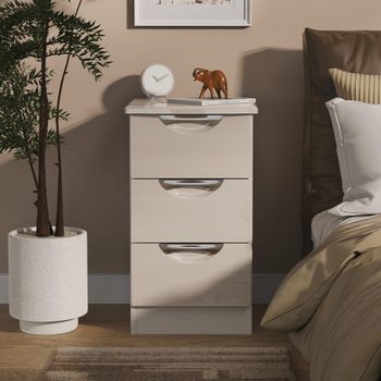 Camden Cashmere 3 Drawer Bedside Cabinet