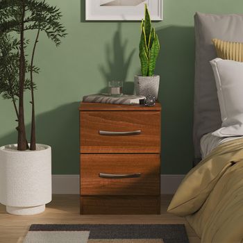 Avon Walnut 2 Drawer Bedside Cabinet