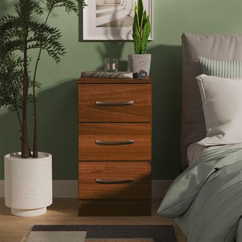 Avon Walnut 3 Drawer Bedside Cabinet