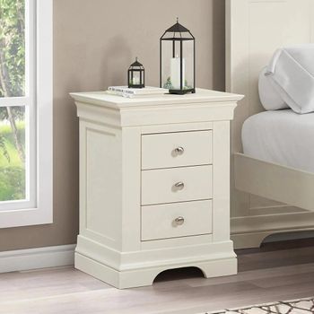 Paisley Cream Painted 3 Drawer Bedside Cabinet