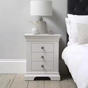 Paisley White Painted 3 Drawer Bedside Cabinet