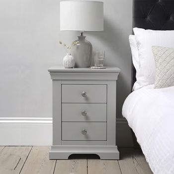 Paisley Grey Painted 3 Drawer Bedside Cabinet