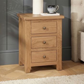 Appleby Petite Oak 3 Drawer Narrow Bedside Table