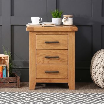 Hampshire Oak 3 Drawer Bedside Cabinet