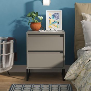 Leona Dusk Grey 2 Drawer Bedside Cabinet