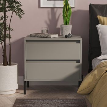 Leona Dusk Grey 2 Drawer Midi Bedside Cabinet