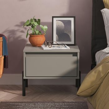 Leona Dusk Grey 1 Drawer Bedside Table