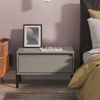 Leona Dusk Grey 1 Drawer Midi Bedside Table