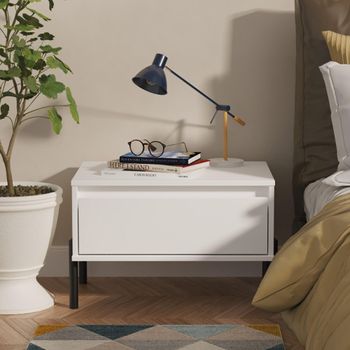Leona White Matt 1 Drawer Midi Bedside Table