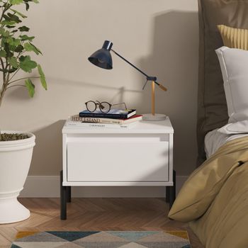 Leona White Matt 1 Drawer Bedside Table