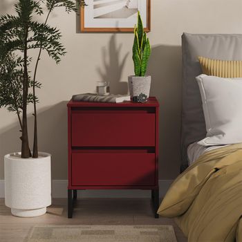 Leona Red Matt 2 Drawer Bedside Cabinet