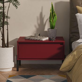 Leona Red Matt 1 Drawer Midi Bedside Table