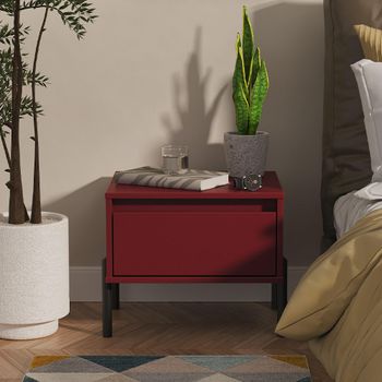 Leona Red Matt 1 Drawer Bedside Table