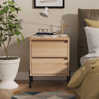 Leona Bardolino Oak 2 Drawer Bedside Cabinet