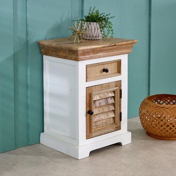 Alfie White Mango Wood 1 Drawer Bedside Cabinet