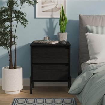 Leona Black Ash 2 Drawer Bedside Cabinet