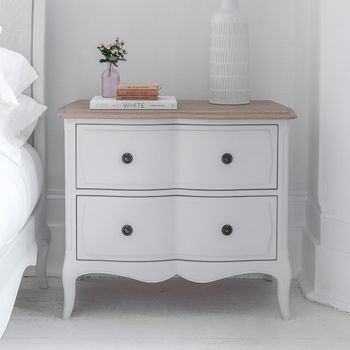 Amelie White 2 Drawer Wide Bedside Cabinet