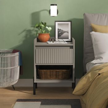 Osaka Dusk Grey Fluted 1 Drawer Bedside Cabinet