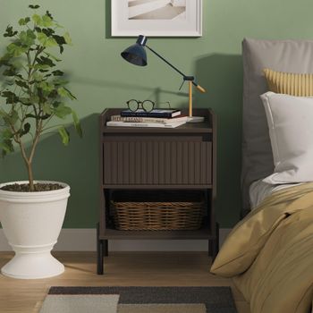 Osaka Graphite Fluted 1 Drawer Bedside Cabinet