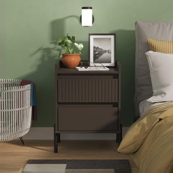 Osaka Graphite Fluted 2 Drawer Bedside Cabinet