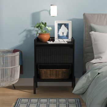 Osaka Black Ash Fluted 1 Drawer Bedside Cabinet