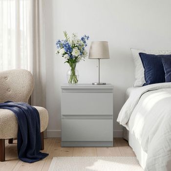 Edmore Light Grey 2 Drawer Bedside Cabinet