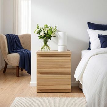 Edmore Light Oak 2 Drawer Bedside Cabinet