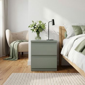 Edmore Sage Green 2 Drawer Bedside Cabinet