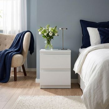 Edmore White 2 Drawer Bedside Cabinet