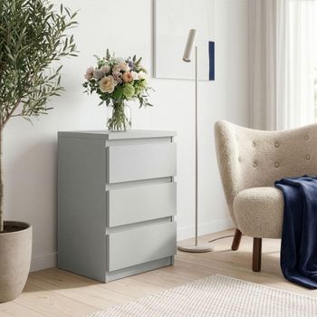 Edmore Light Grey 3 Drawer Bedside Cabinet