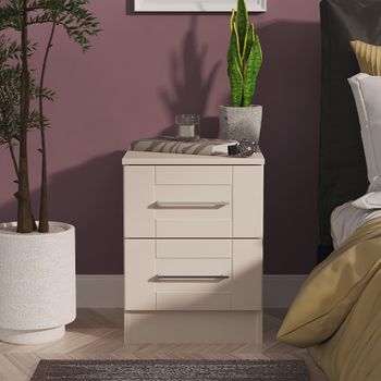 York Cashmere 2 Drawer Bedside Cabinet