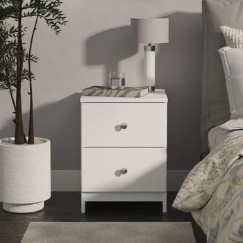 Yarmouth White Matt 2 Drawer Bedside Cabinet