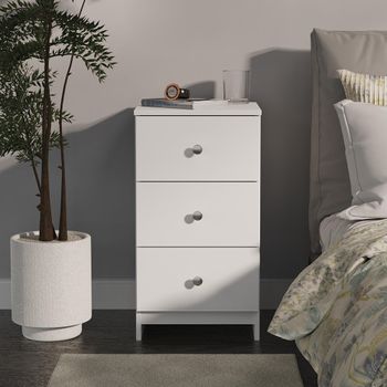 Yarmouth White Matt 3 Drawer Bedside Cabinet