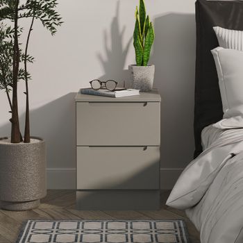 Milan Grey 2 Drawer Bedside Cabinet