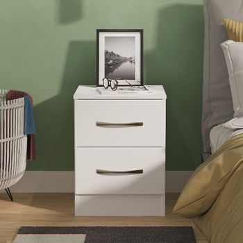 Avon White 2 Drawer Bedside Cabinet